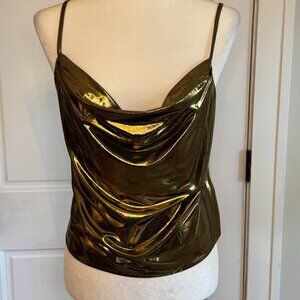 metallic gold cowl neck going out cami top | size medium | NWOT